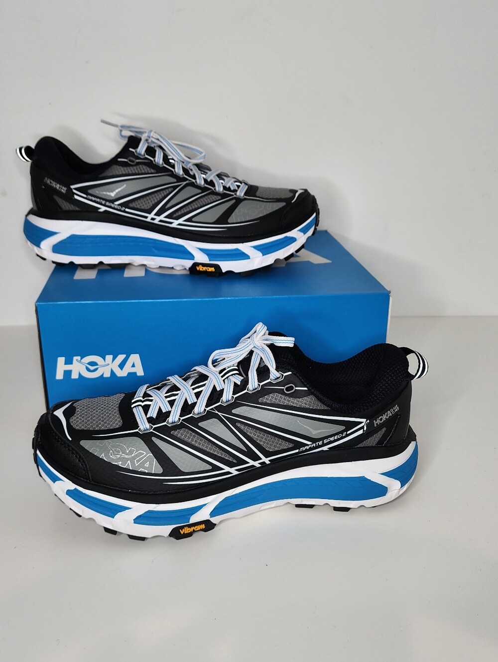 Hoka One One Mafate Speed 2 Black White Blue Unisex Sneakers M9/ W10